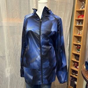 Women's Striped Blue and Black Ski Jacket